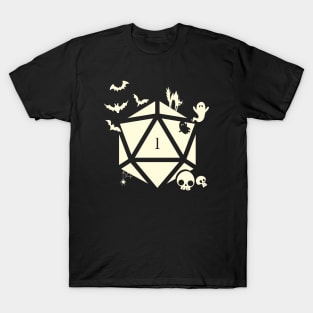 Spooky Polyhedral D20 Dice Critical Fail Halloween T-Shirt